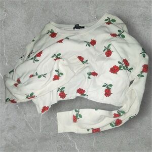Forever 21 long sleeve cropped top with roses